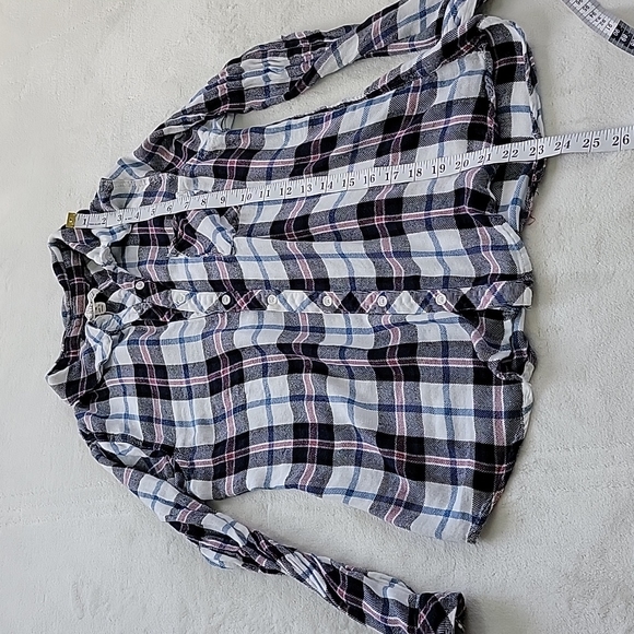 💙 NEVER WORN PLAID THIN FLANNEL BEACH COVER UP BUTTON UP - Picture 4 of 5